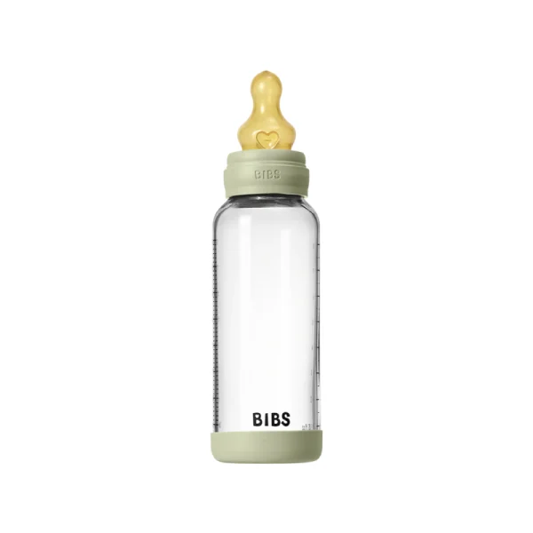 BIBS Baby Glass Bottle Set 240ml Latex - Sage BIBS Baby Glass Bottle Set 240ml Latex - Sage