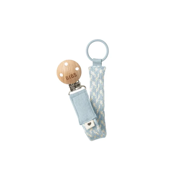 BIBS Pacifier Clip - Baby Blue/Ivory